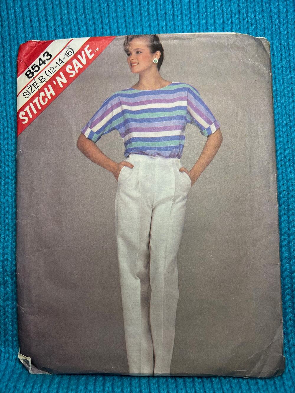 McCalls 8543 Sewing pattern knit top half sleeve pant pleat front size 12 14 16